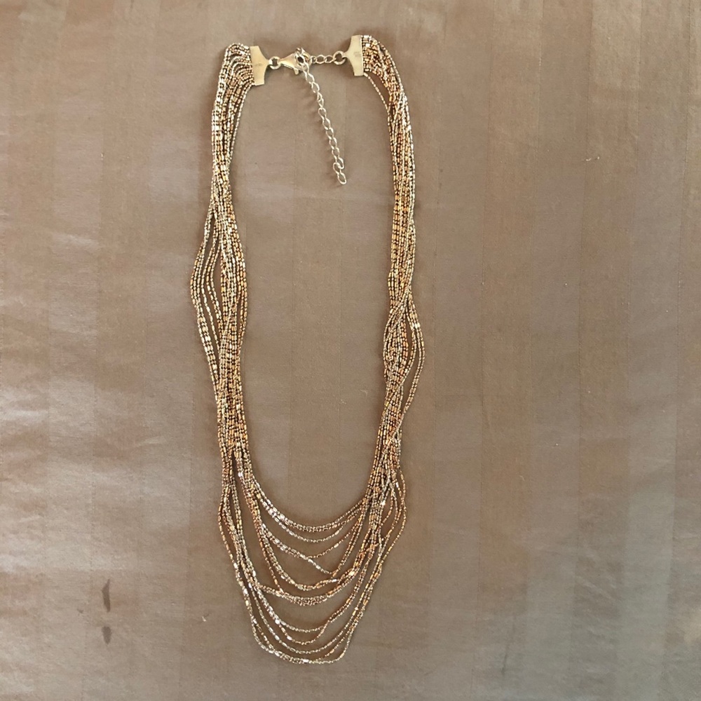 Silver snd rose gold layered necklace
